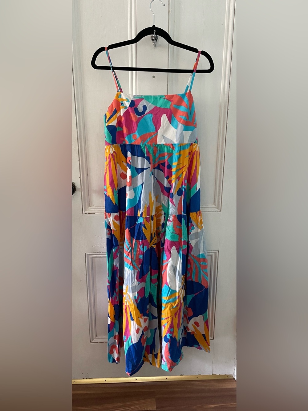 J.Crew Colorful Tropical Print Tie-Back Midi Dress Women’s Size 10 100% Cotton